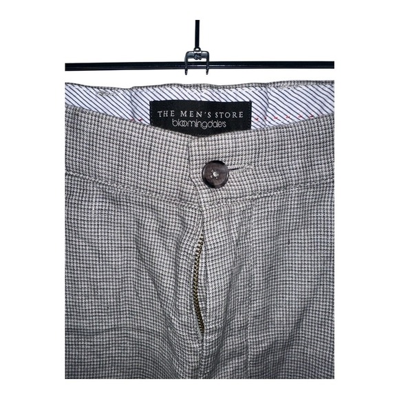 Bloomingdales Mens Gray Houndstooth Linen Shorts, Size 33 - Picture 2 of 7